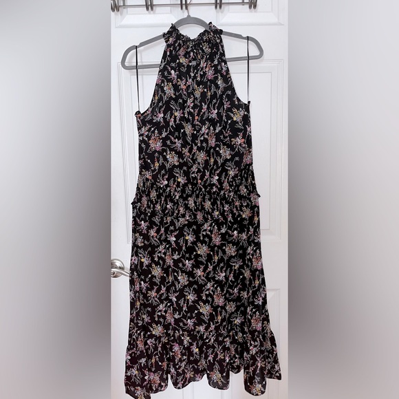 Express Black Midi Dress with Vibrant Floral Design - Picture 1 of 2